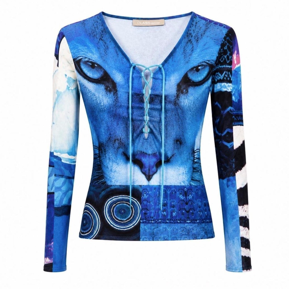 Cavalli Vintage Lion Lace Up Top RARE - Picture 1 of 6